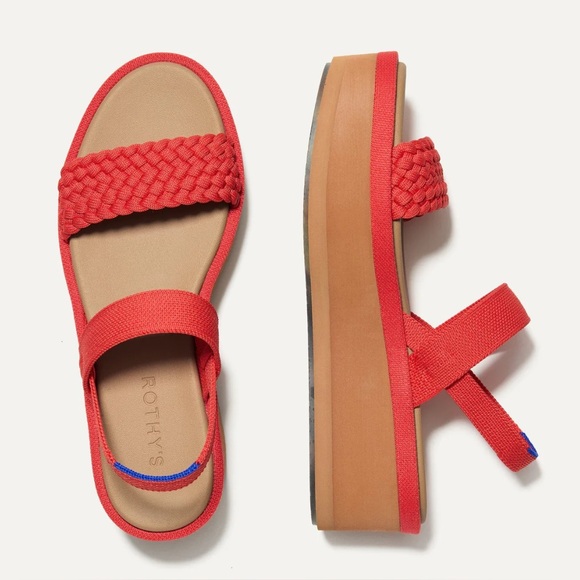 Rothy's Red Hot Woven Wedge Sandal - Size 7 - Picture 2 of 7